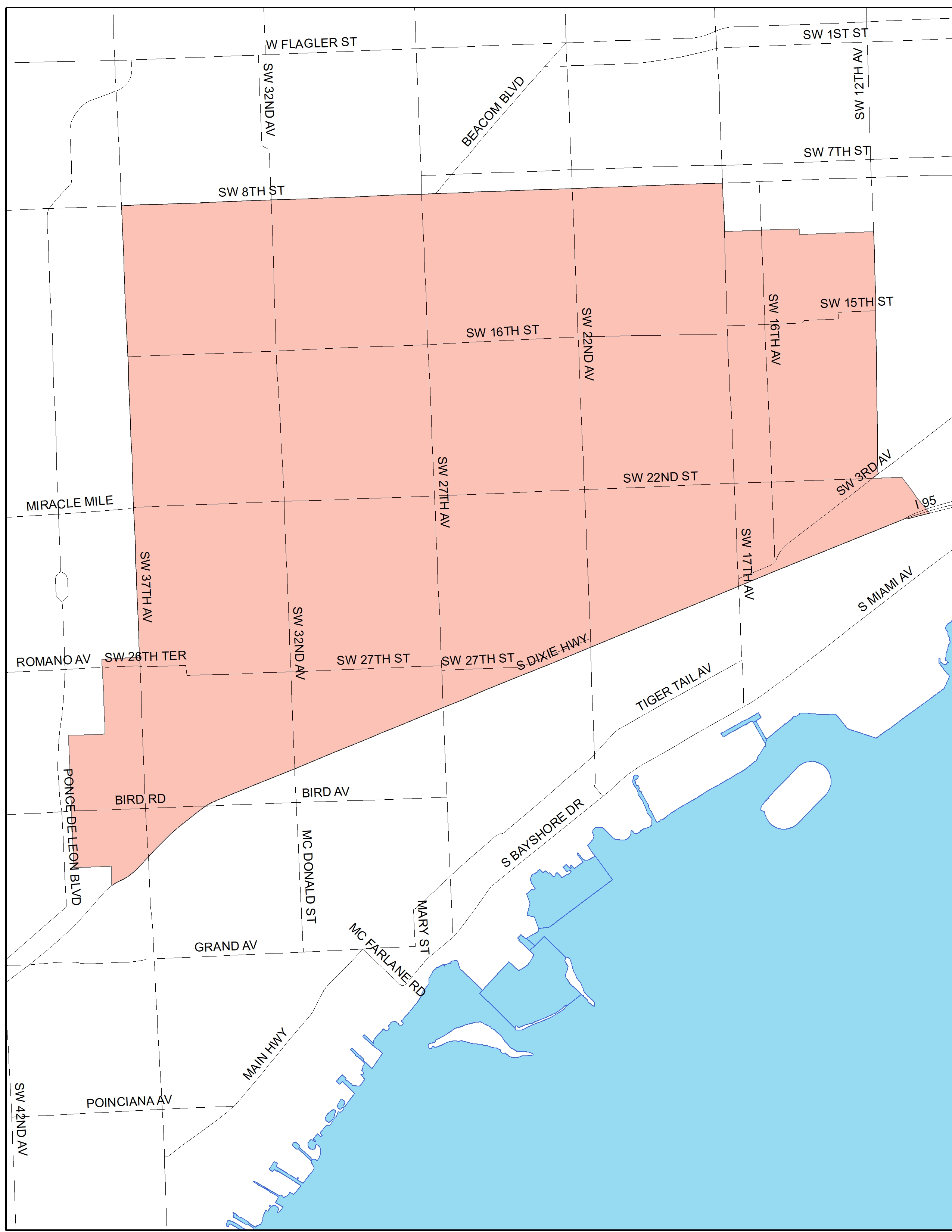 Coral Way Police Neighborhood Service Area Map
